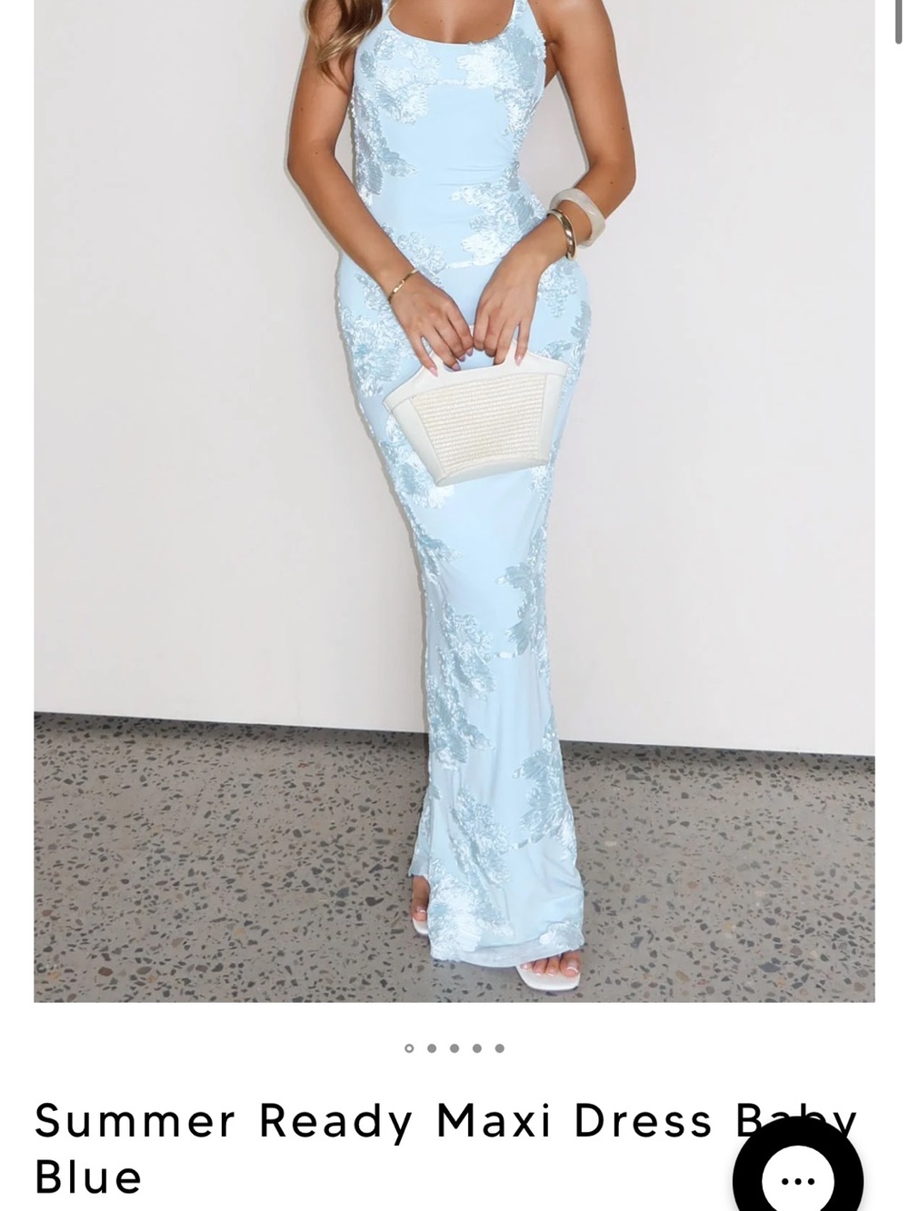 White Fox Summer Ready Maxi Dress Baby Blue NWT Size Small